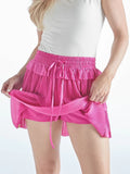 Fuchsia Pink Pleated Ruffle Skort Mini