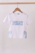 White MAMA bow applique top