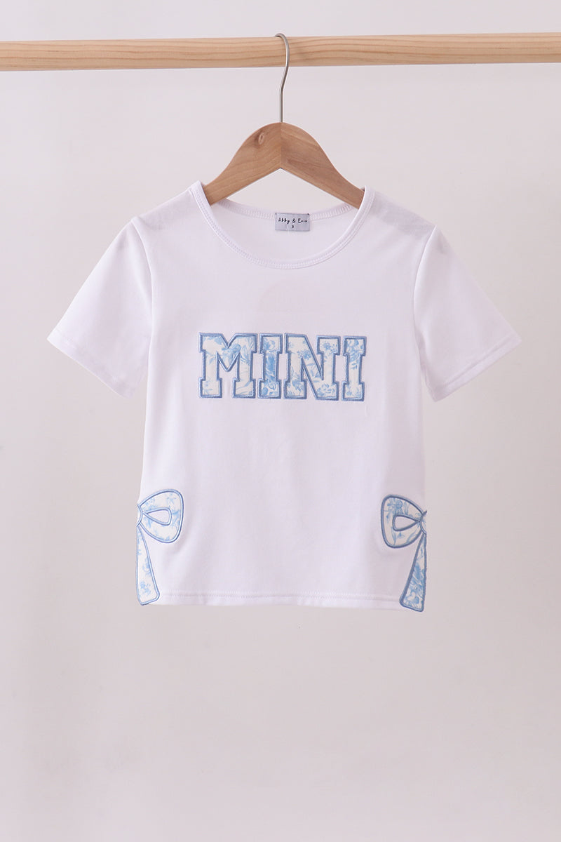 White MAMA bow applique top
