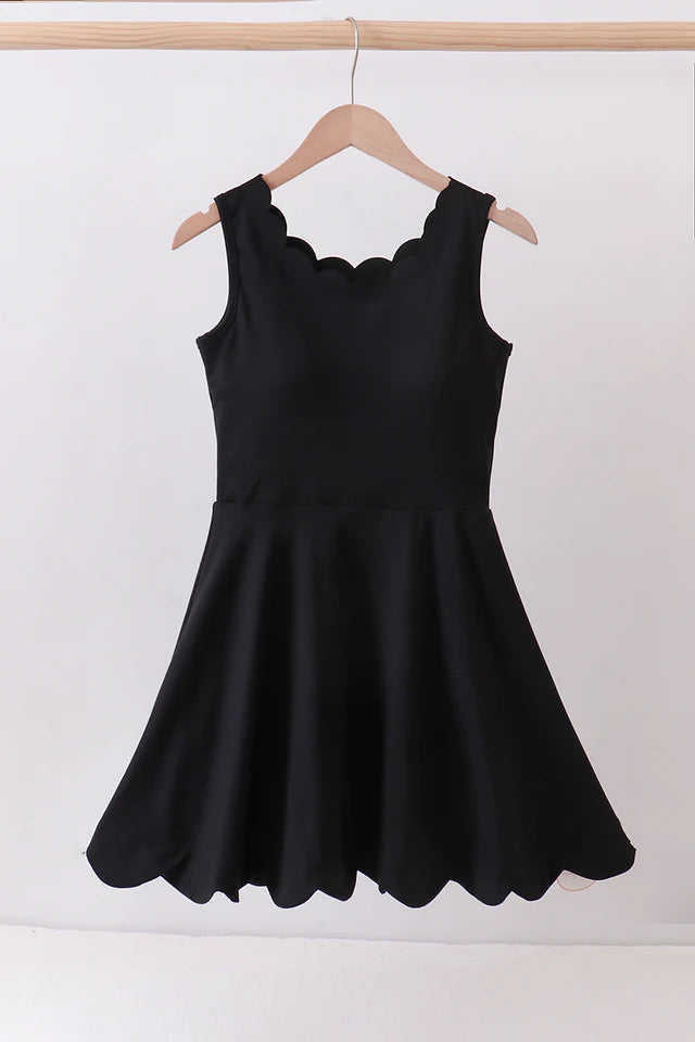 Black Scalloped Active Dress