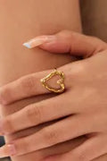 Gold Plated Heart Shaped Adjustable Finger Ring