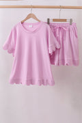 Pink scalloped shorts set