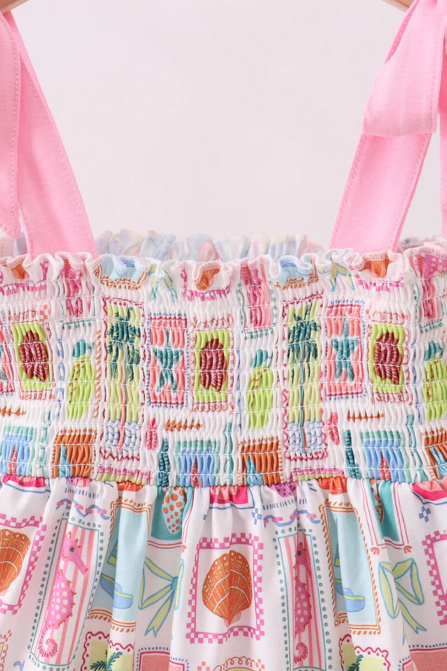 Pink Enjoy Beach Smocked Dress