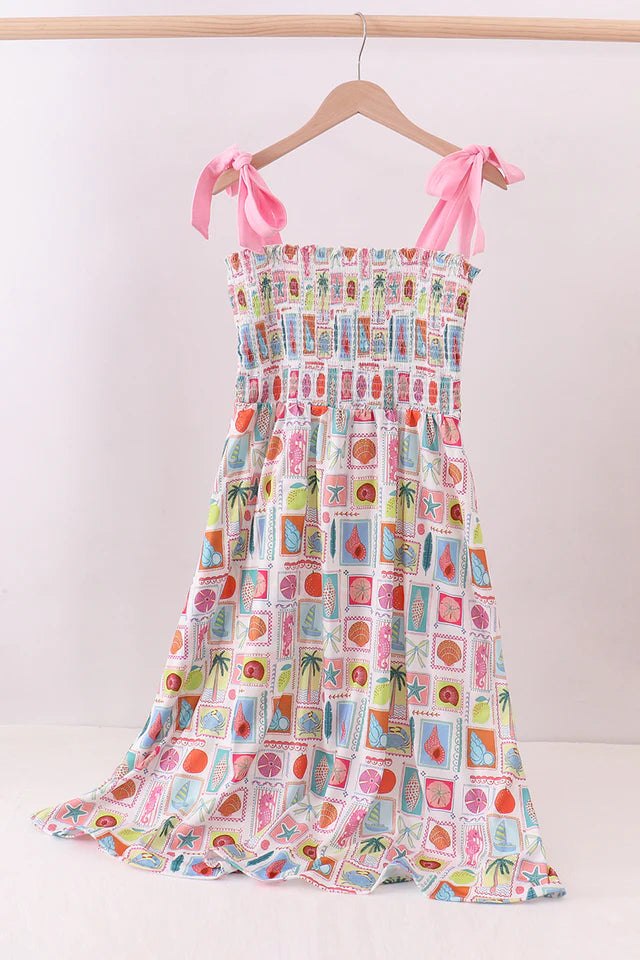 Pink Enjoy Beach Smocked Dress