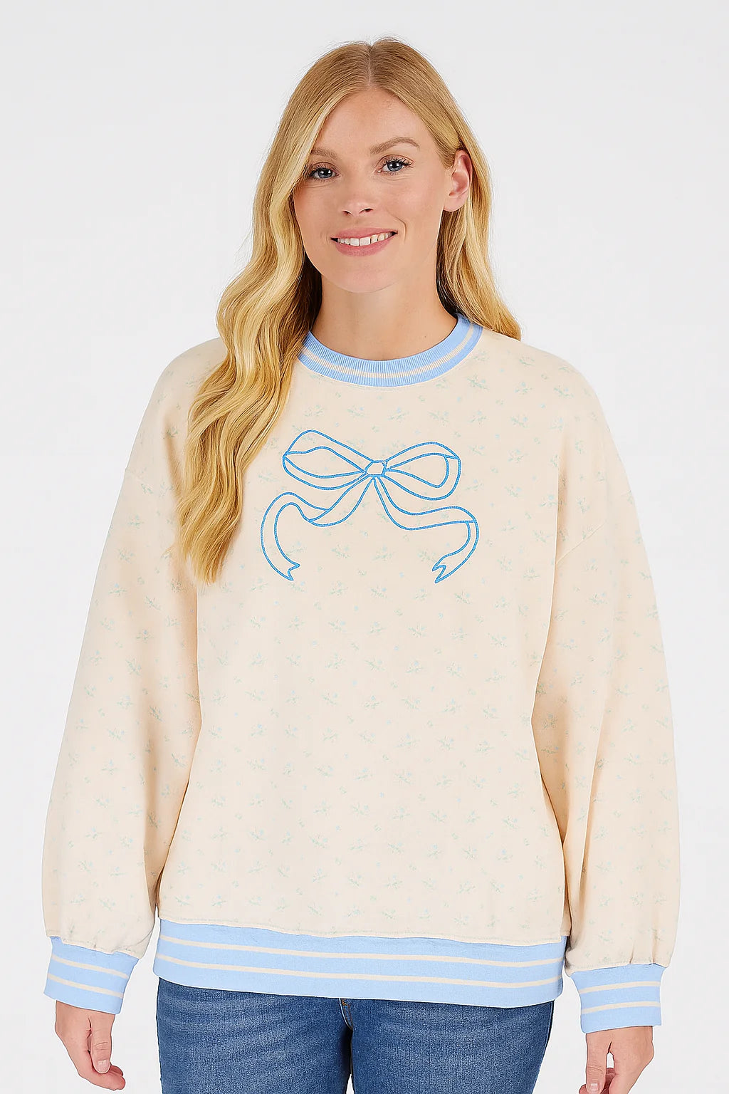 Enjoy Bow Crew Long Crewneck